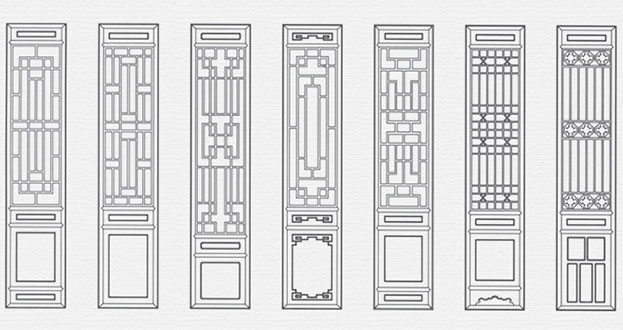 三都常用中式仿古花窗图案隔断设计图